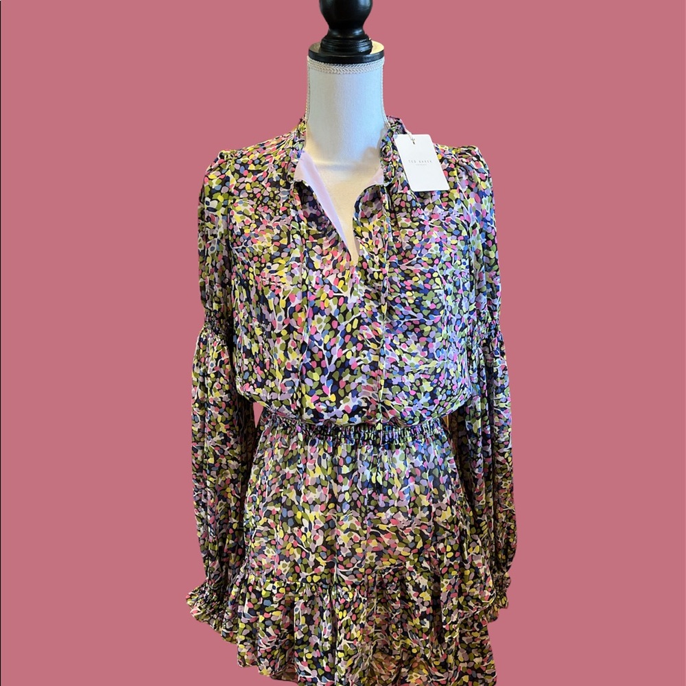 Ted Baker tired mini dress with smock details